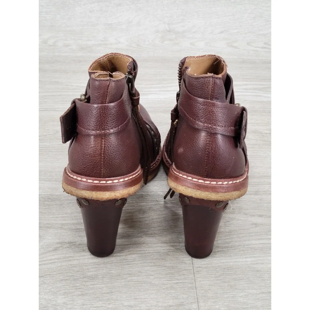 Schuler & Sons Philadelphia Leather Ankle Boots Women's Size 8B Brown Zip Up